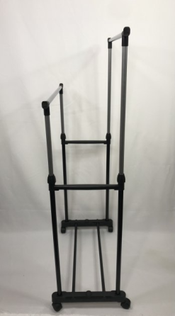 Телескопическая вешалка стойка для одежды напольная Double Pole черная 150*60*35 см Київ