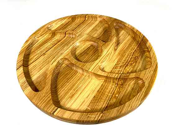 Деревянная тарелка из натурального дерева диаметр 30 см, высота 2 см, тарелка для закусок Каменец-Подольский