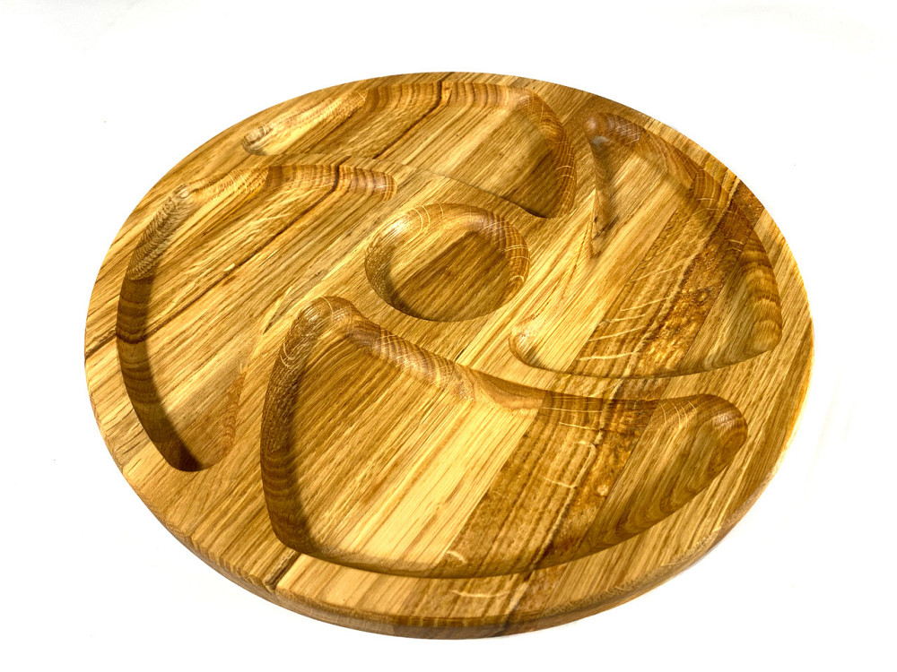 Деревʼяна тарілка з натурального дерева діаметр 30 см, висота 2 см, тарілка для закусок Кам'янець-Подільський - фото 3