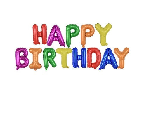 Шарики надпись Happy birthday фольгированные 16 дюймов разноцветный Киев - изображение 2