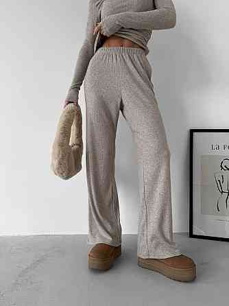 Женский базовый костюм двойка: лонгслив и брюки ангора рубчик Беж, 42/44 Одесса