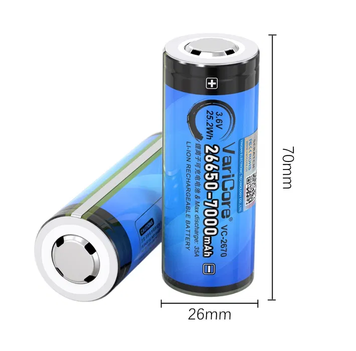 Аккумулятор с защитой 26650 VariCore VC-2670 PCB Li-ion 7000mAh 3.7V (7-35A) Синий Киев - изображение 3
