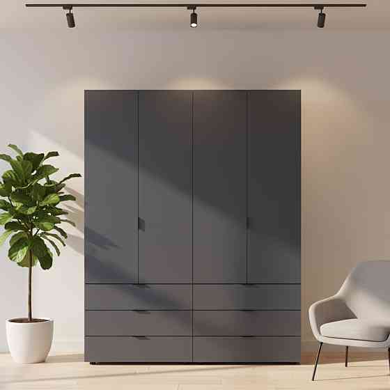 Комплект шаф для одягу Doros Гелар (2 шт.) 155х49,5х203,4 см Графіт (DRS-011117) Львів