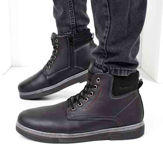 Черевики ЗИМНІ Чоловічі Чорні Кросівки з МЕХОМ на замку з блискавкою (розміри: 41,42,43,44,45) - 301-1 Дніпро