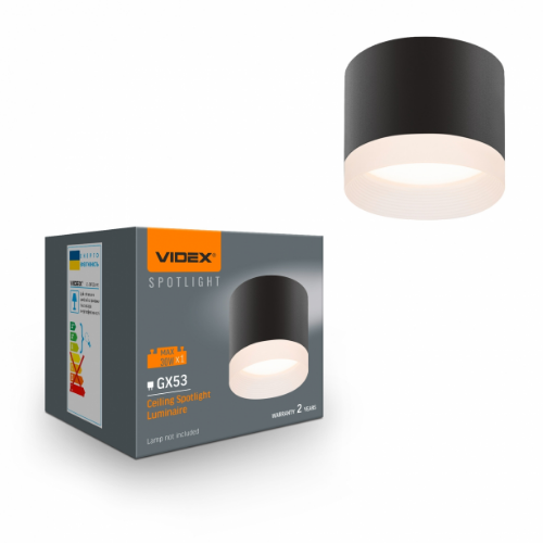 LED Світильник під лампу GX53 накладний чорний VL-SPF25A-B Videx Житомир