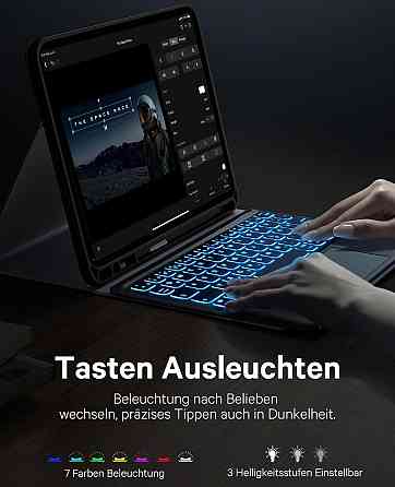 Earto клавіатура-чохол для iPad Air 11 і iPad Pro 11 2025/2024 (M3/M2) чорна QWERTY з підсвіткою та тачпадом Київ