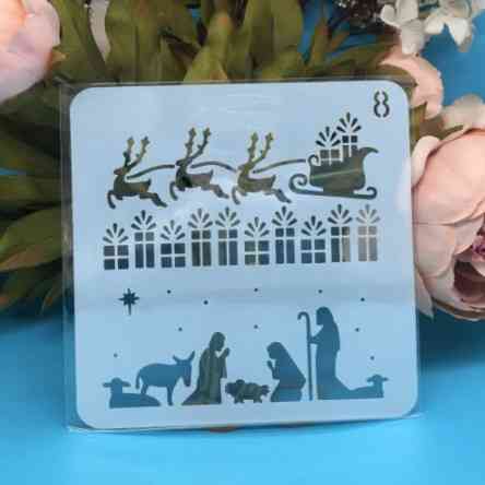 Новогодний трафарет Новогодние олени 13 на 13 см серый Киев