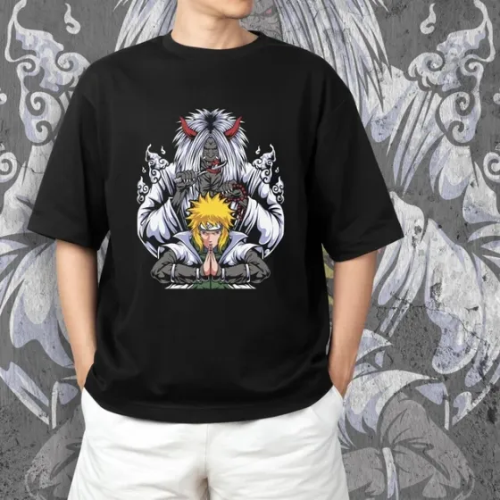 Футболка для подростка мальчика с принтом Наруто Минато и Шинигами 2 Размер 160 Anime10516 Днепр