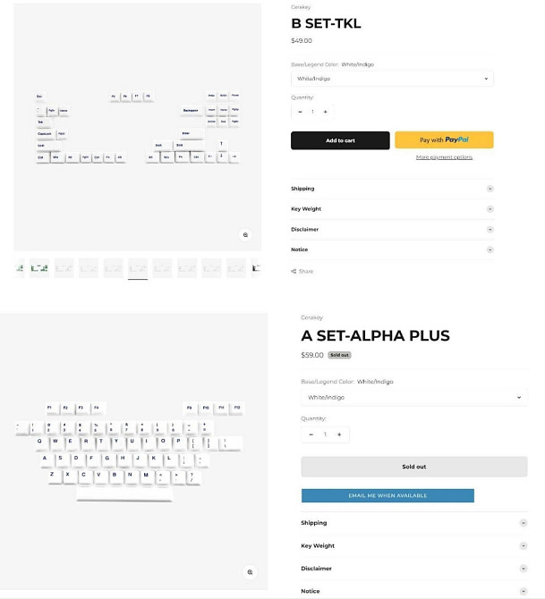 Кейкапы для механических клавиатур Cerakey White/Indigo (A+B) Харьков - изображение 1