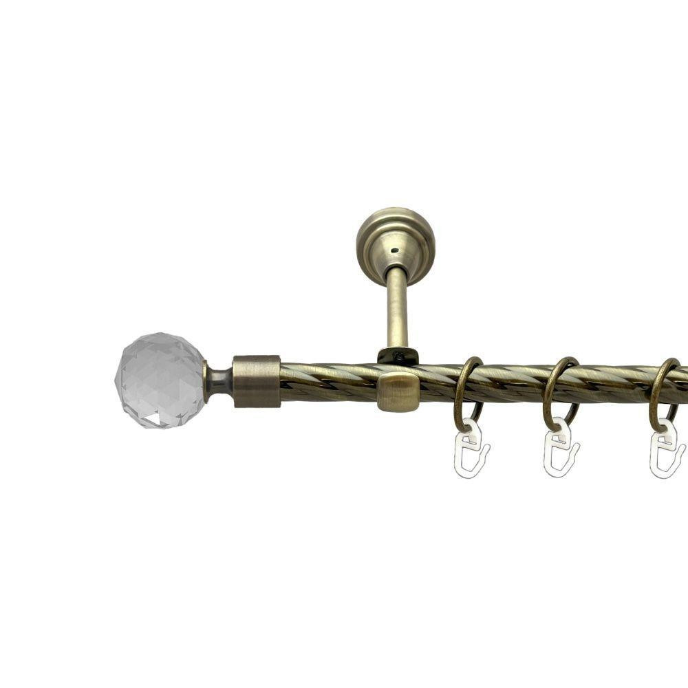 Карниз Orvit Люміера металевий однорядний відкритий скручена труба кільце металеве Антик 16 мм 300 см (00-00022348) Львів - фото 1