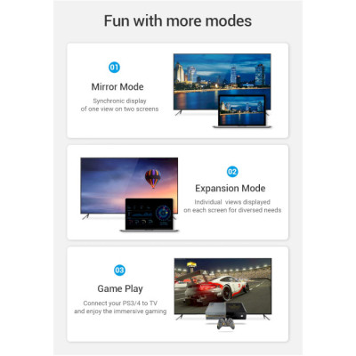 Кабель HDMI M - M, 8.0 м, V2.0, Engineering 4K 60Гц 18Gbps HD 7.1  PVC Black Vention Винница - изображение 8