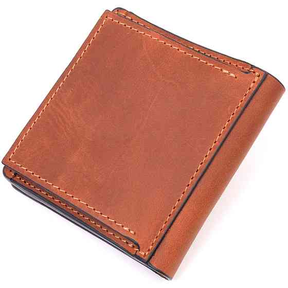 Місткий шкіряний чоловічий гаманець з монетницею Серце GRANDE PELLE 16743 Світло-коричневий Київ