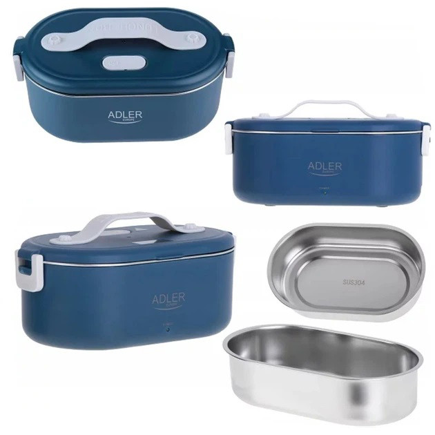 Ланч бокс з підігрівом електричний Adler AD 4505 Blue 55 Вт металевий для їжі з кришкою 0,8 л 220В JW-92 Львів - фото 2