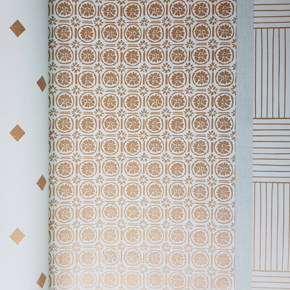 Шпалери вінілові на флізелін Caselio Mystery 0.53х10 м геометрія яскраві фігури золотисті на салатовому Київ - фото 2