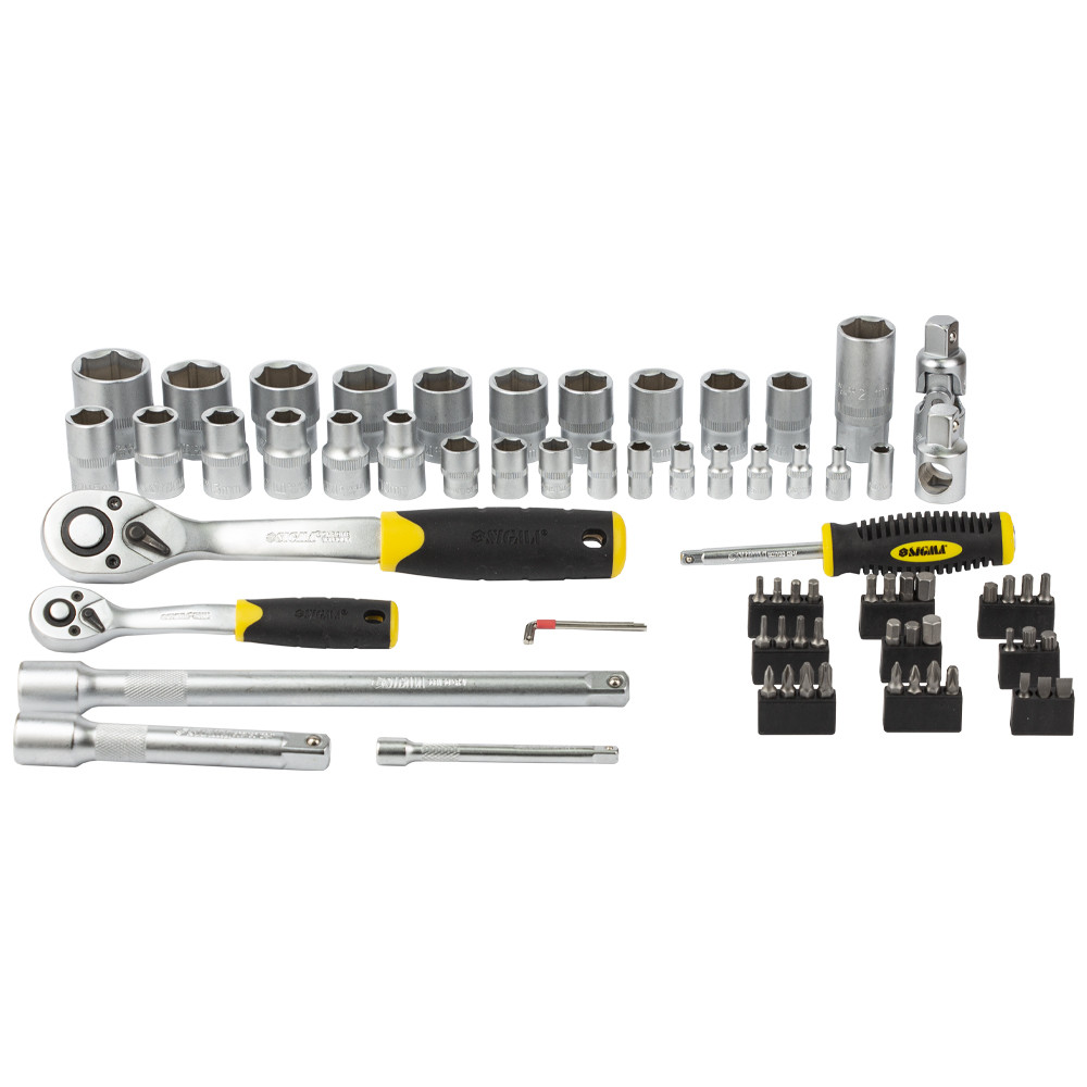 Sigma Набор насадок торцевых и бит 1/4", 1/2" 72шт CrV mid SIGMA (6003741) Коломыя - изображение 5