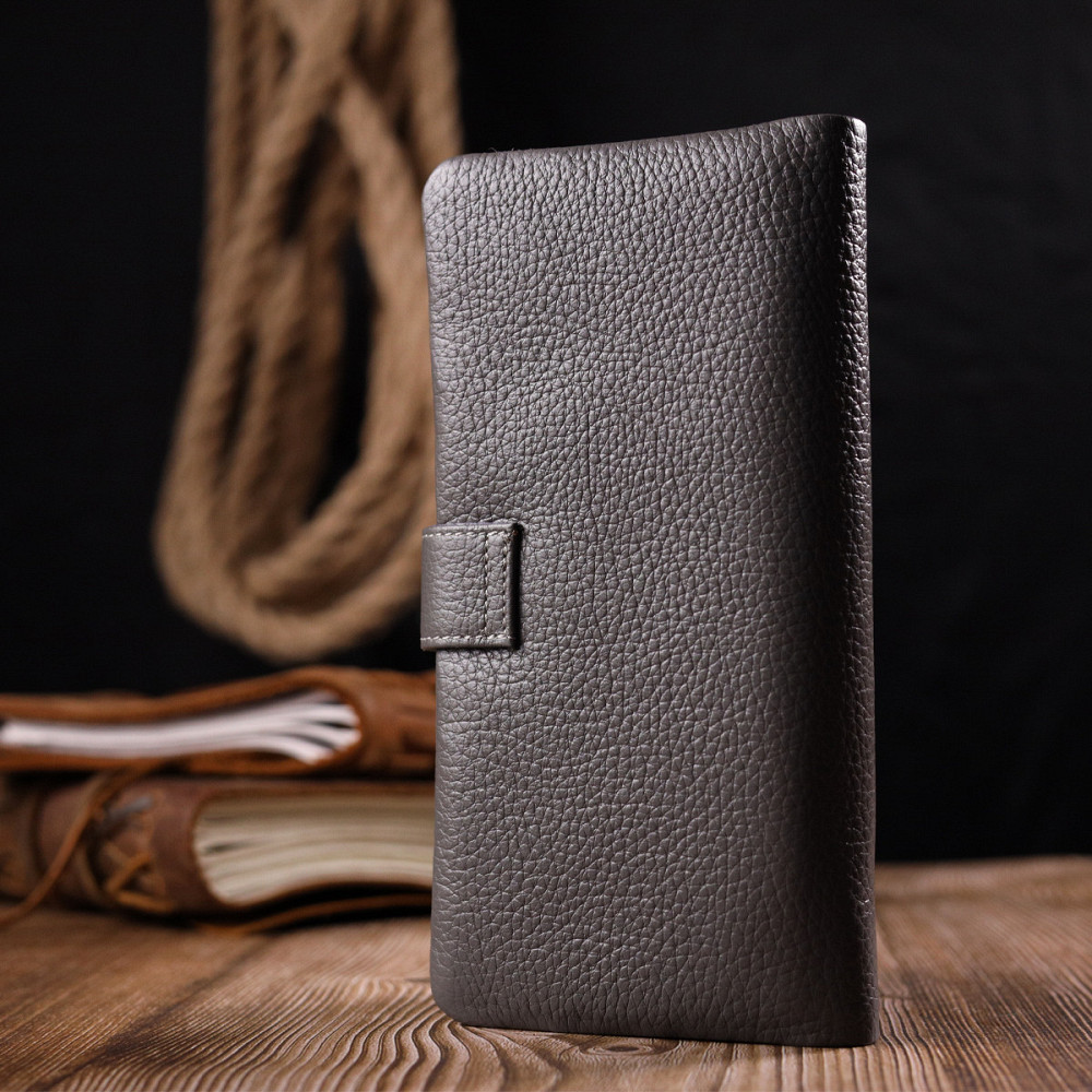 Вертикальне жіноче портмоне з натуральної шкіри KARYA 20999 Сірий Київ - фото 10