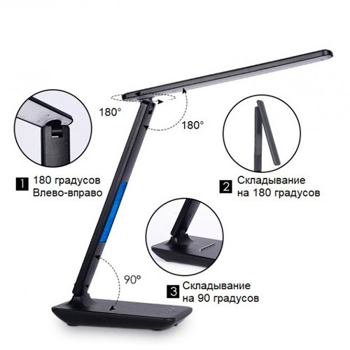 Лампа настільна LED з бездротовою зарядкою 10Вт і РК, TX26C0, чорна Вінниця - фото 3