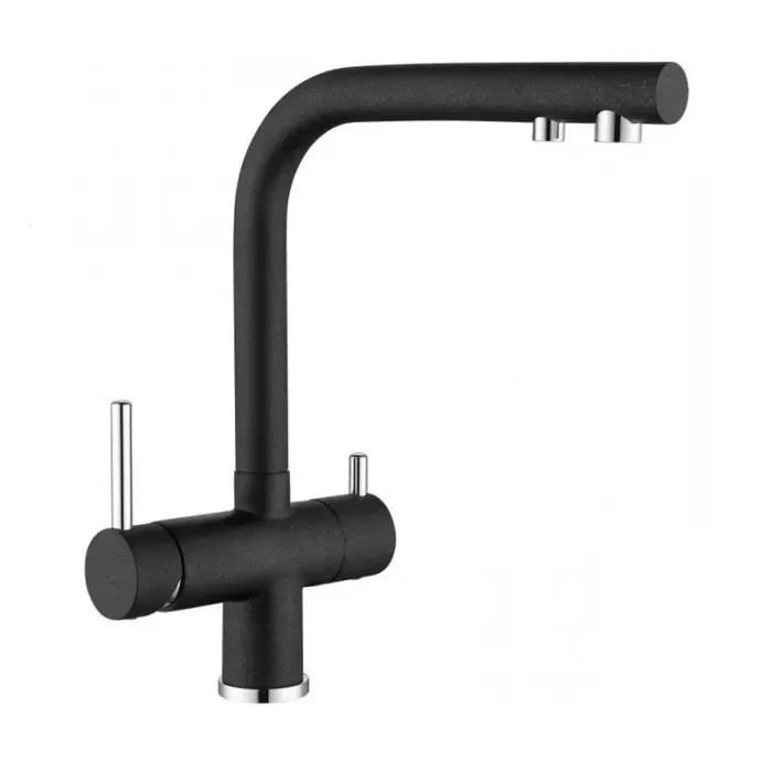 Змішувач для кухні на дві води GAPPO G43752-7 під фільтр, чорний/хром Київ - фото 1