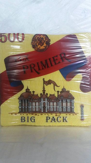 Бумажная салфетка 500лист Премьер Желтый (1 пачка) Харьков - изображение 1