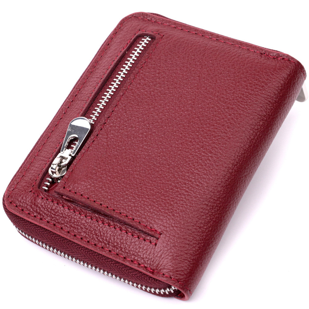 Кожаный кошелек для женщин на молнии с металлическим логотипом производителя ST Leather 19485 Бордовый Киев - изображение 2