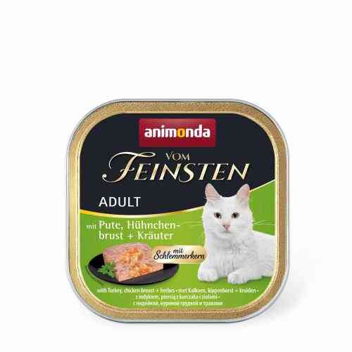 Корм влажный Vom Feinsten Adult Turkey Chicken breast Herbs для кошек с индейкой куриной грудкой и травами 100 г Киев
