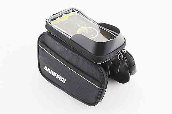 Сумка-штани на раму з тримачем телефону 170х90мм, бічні відділення, кріпл. на липучці, вологозахисна, під карбон Київ