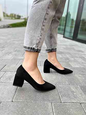 Lino Marano Туфлі жіночі Lino Marano чорні еко-замша каблук 6 см 35р. 40р. (R89-6) Коломыя