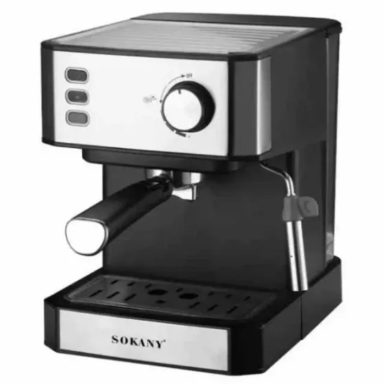 Ріжкова кавоварка еспресо Sokany SK-04005 850 Вт: кавомашина з капучинатором, 1.5 л, корпус з нерж. сталі Одеса