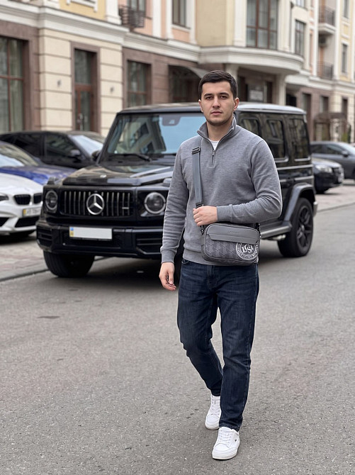 Мужская брендовая сумка, борсетка на плечо Lacoste (1097) grey Киев - изображение 4