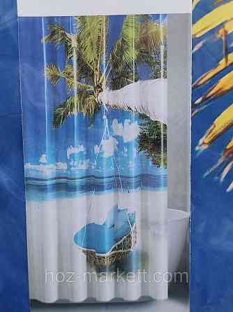 Штора в ванную силиконовая пальмы шторка для ванной 180 х 180 см Харьков