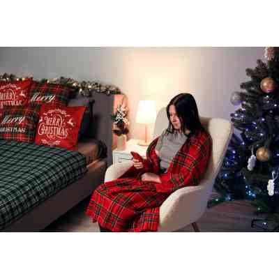 Плед Ardesto Christmas Fleece 130x160см, 100% полиэстер, клетка, красный (ART0717PB) Винница