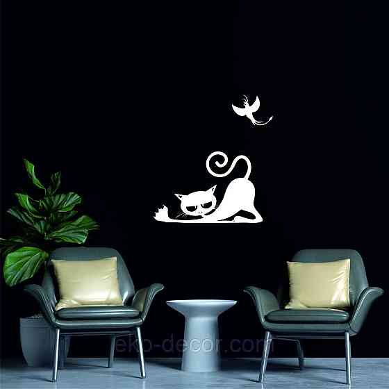 Декоративное настенное 3D Панно «Кот» Декор на стену с объемом 90*58 см, Белый Киев