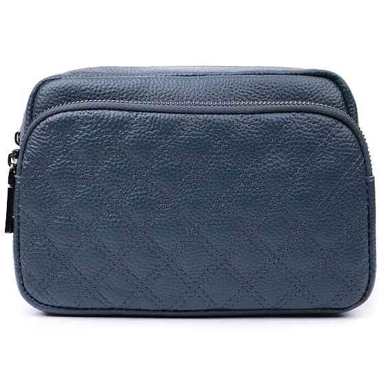 Стильная женская сумка прошитая ромбами на лицевой стороне из натуральной кожи Vintage 22636 Синяя Киев