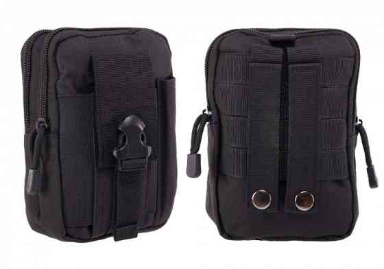 Підсумок-органайзер для телефону, документів та особистих речей чорний (тактичний утилітарний, на РПС, пояс, жилет, ремінь, MOLLE) Коломия