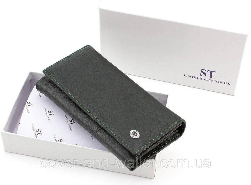 Бордовый женский кожаный кошелёк с монетницей на молнии ST Leather Киев - изображение 7