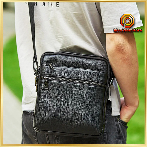 Чоловіча шкіряна сумка з натуральної шкіри Чорний месенджер Tiding Bag Київ - фото 1