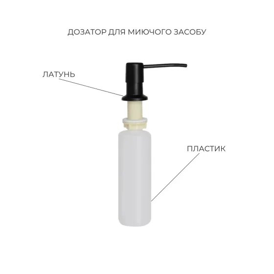 Комплект Lidz Handmade H6350BR Мийка для кухні інтегрована крило праворуч BlackPVD у комплекті з дозатором + Lidz K01B Кошик Київ