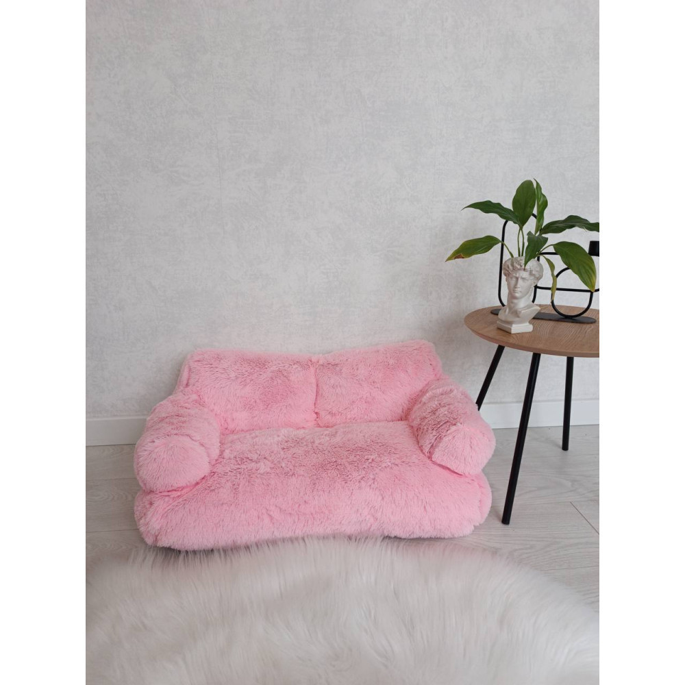 Меховой диван лежак для собак и кошек спальное место для животных съемны Incor розовый 10079 M (66х37х33) Киев - изображение 3