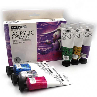 Набір фарб акрилових глітер "Art ranger" 6 кол*75 мл, пласт. тубус, 32KRFEA0675-G, шт Київ - фото 1
