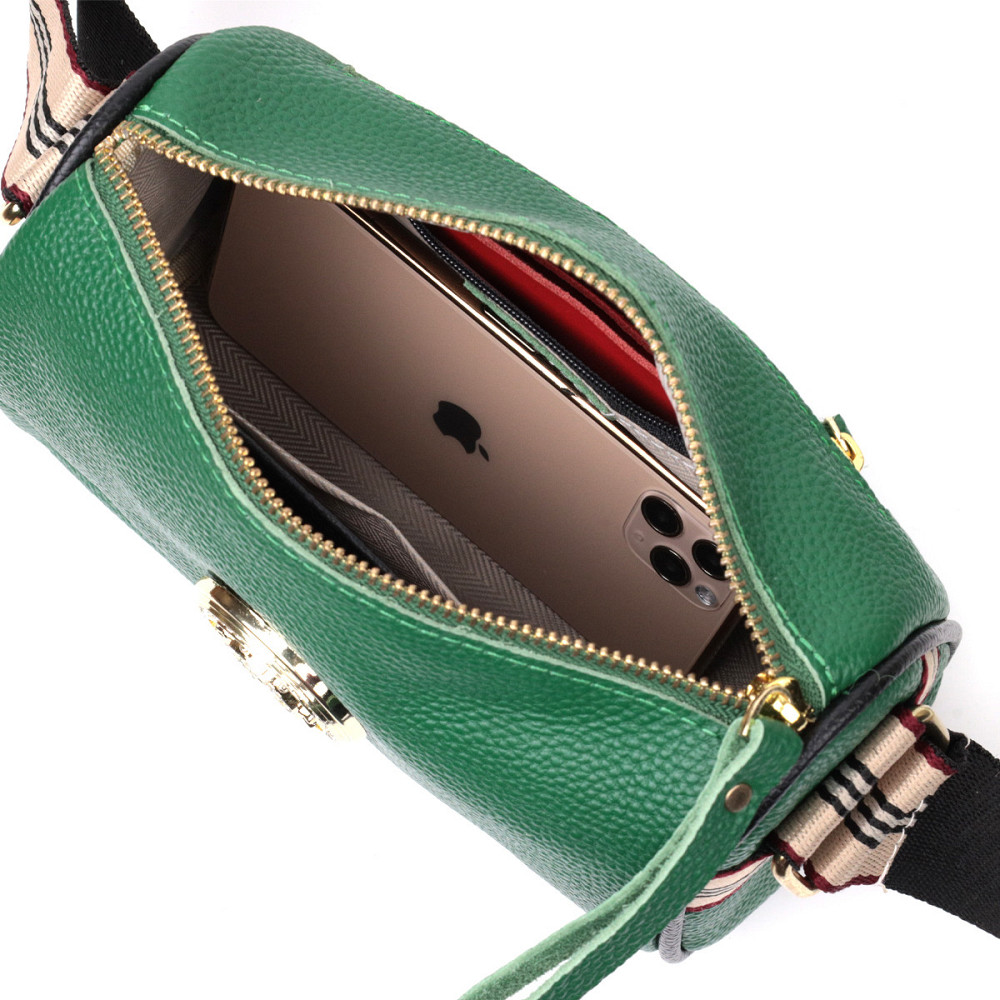 Женская сумка с оригинальным украшением из натуральной кожи Vintage 22261 Зеленая Киев - изображение 5