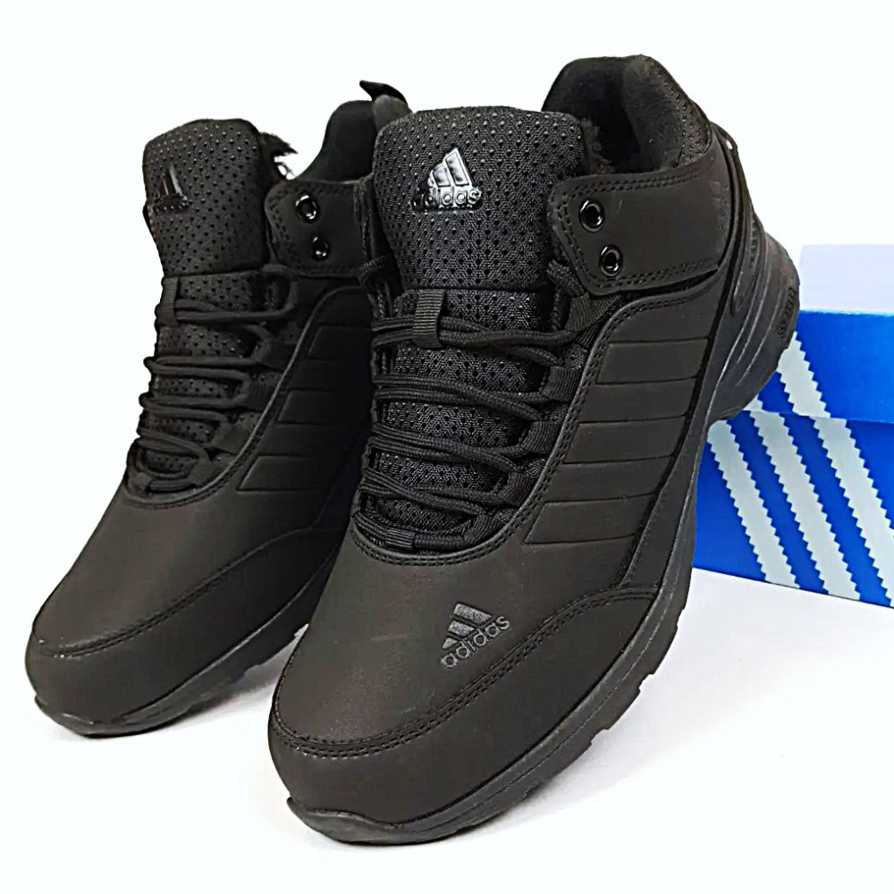 Зимние Мужские Кроссовки с Мехом Adidas GORE-TEX Мужские Черные Кожаные на Меху Адидас Гортекс (размеры: 41,42,43,44,45,46) Днепр - изображение 1