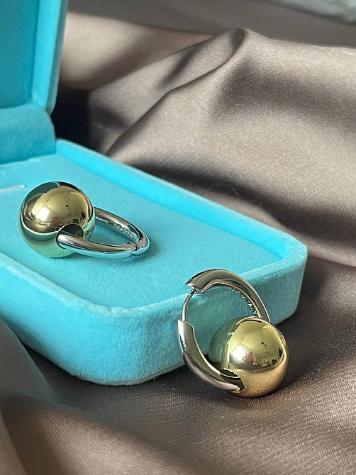 Сережки Balenciaga срібно-золотого кольору Одеса - фото 3