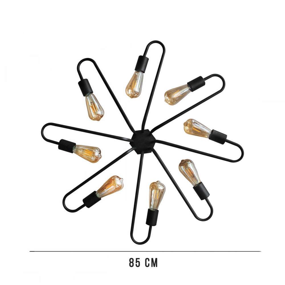 Стельова люстра павук в стилі лофт чорна 8 ламп Laminari NL 8585/8 Одеса - фото 2