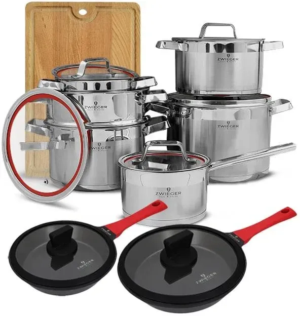 Zwieger Klassiker Комплект Garnków Z Pokrywkami 11 El Stal Nierdzewna Ss 304 Сковорідки Obsidian 24 28 Cm + Киев - изображение 1
