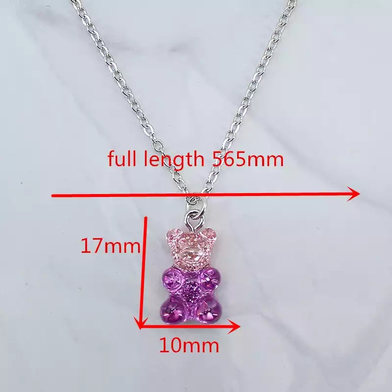 Кулон мишка, сиреневый - длина 50см, смола, цинковый сплав Киев - изображение 1