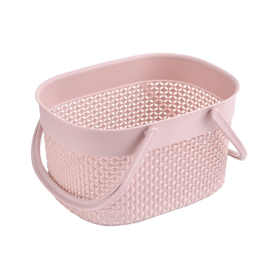 Пластиковий кошик з ручками, 26×15×20см, органайзер для дому, кошик для ванної, рожевий колір Кам'янець-Подільський