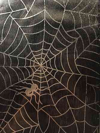 Мітенки рукавички без пальців високі принт павутинка з павуками універсальні Хелловін 35 см чорний Київ