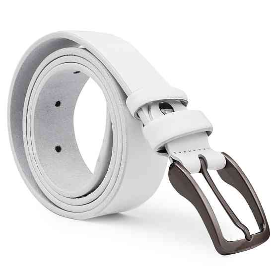 Кожаный ремень унисекс Vintage 20724 Белый Киев