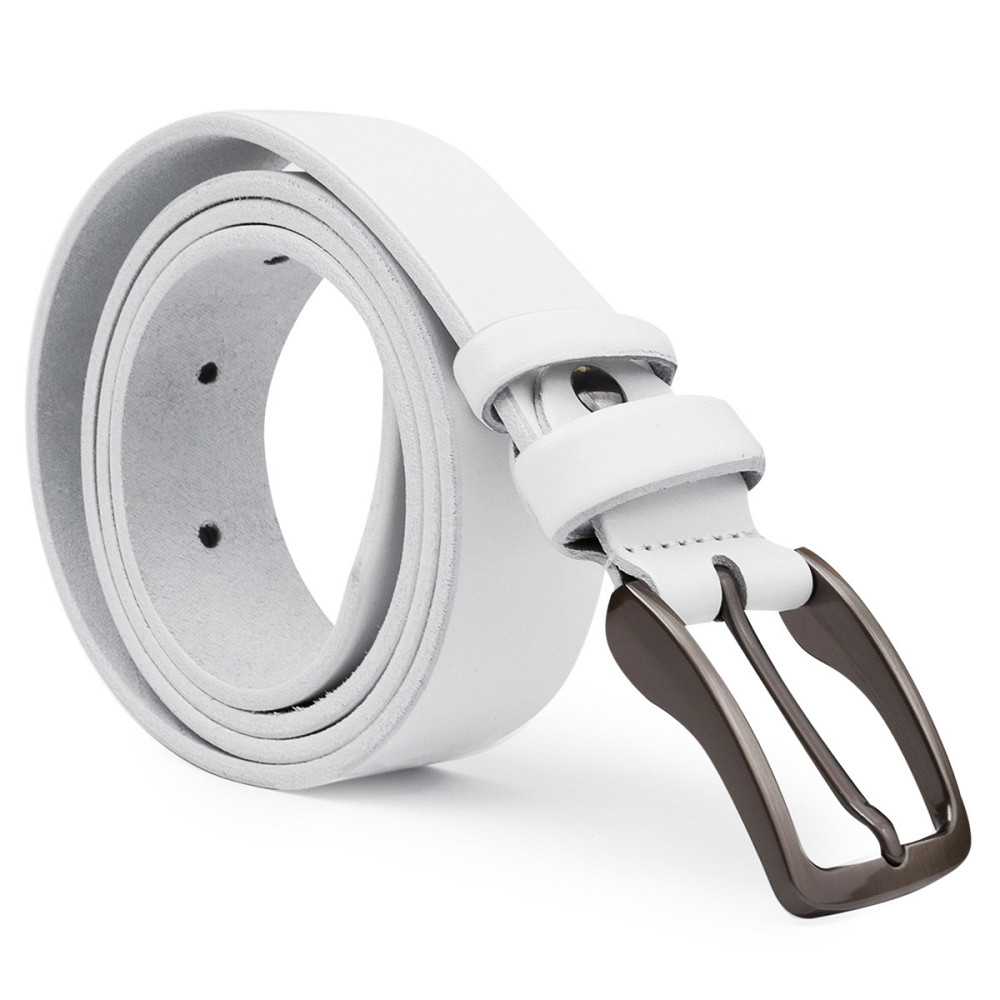 Кожаный ремень унисекс Vintage 20724 Белый Киев - изображение 2