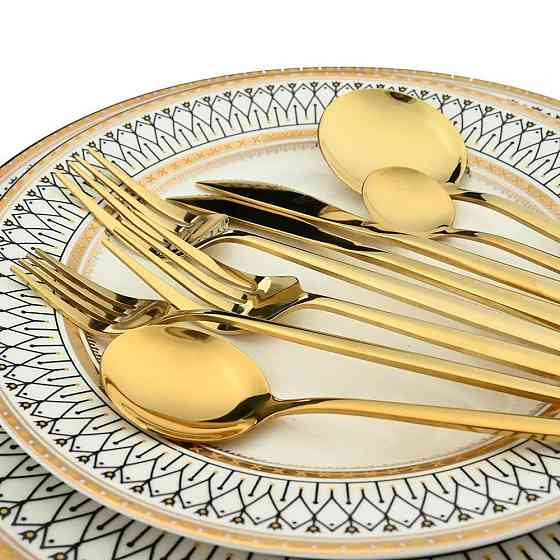 Золотой набор столовых приборов на 6 персон, 24 предмета Киев